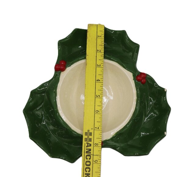 Vintage 1979 Holly Christmas Divide 4 Section Bowl Serving Dip Tray - Picture 10 of 10